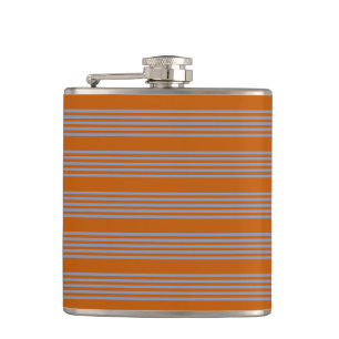 Blauw-grijs en verbrand oranje vijf stripe patrone heupfles