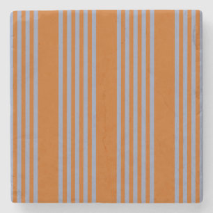Blauw-grijs en verbrand oranje vijf stripe patrone stenen onderzetter