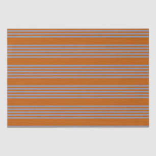 Blauw-grijs en verbrand oranje vijf stripe patrone tissuepapier
