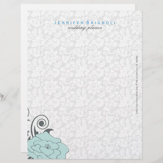 Blauw grijs en wit bloemontwerp briefhoofd ontwerp (Voorkant / Achterkant)