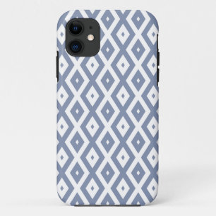 Blauw grijs en wit diamantpatroon iPhone 11 hoesje