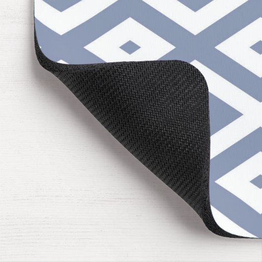 Blauw grijs en wit diamantpatroon muismat (Hoek)