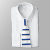 Blauw grijs en wit horizontaal gestreept Stropdas (Gebonden)