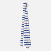 Blauw grijs en wit horizontaal gestreept Stropdas (Achterkant)