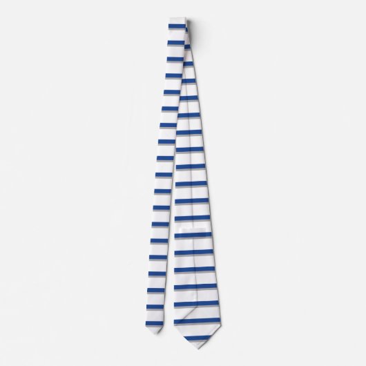Blauw grijs en wit horizontaal gestreept Stropdas (Achterkant)