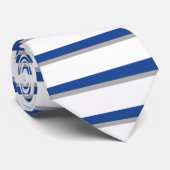 Blauw grijs en wit horizontaal gestreept Stropdas (Opgerold)