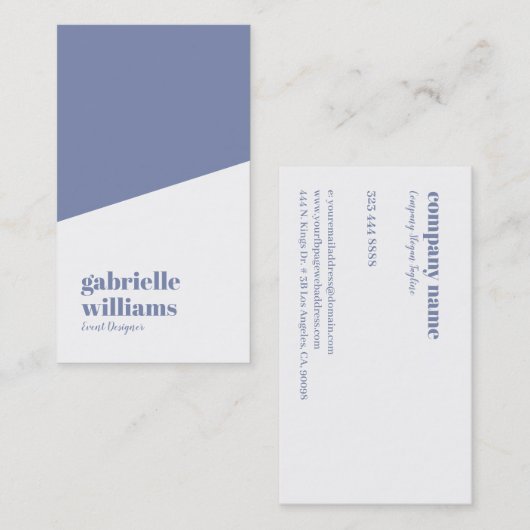Blauw grijs en wit minimalistisch ontwerp visitekaartje (Voorkant / Achterkant)