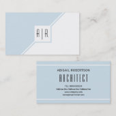 Blauw grijs en wit monogram modern geometrisch visitekaartje (Voorkant / Achterkant)