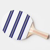 Blauw Grijs en Wit Strip Ontwerp Tafeltennisbatje (Zijkant)