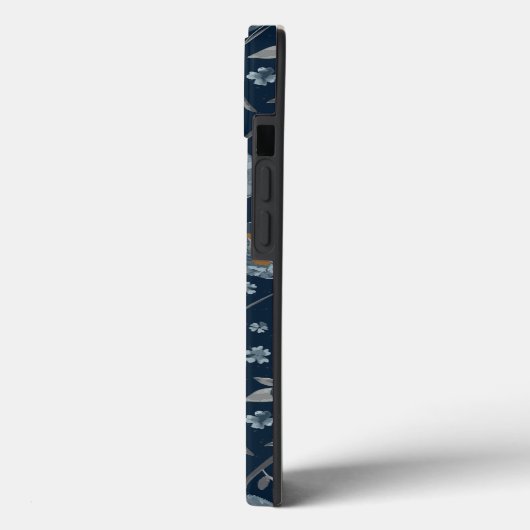 Blauw grijs geel maanpatroon C Case-Mate iPhone Case (Achterkant / Links)