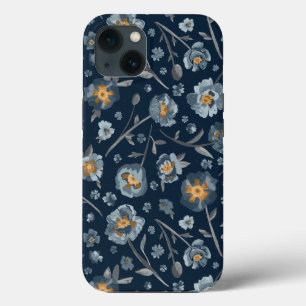 Blauw grijs geel maanpatroon C iPhone 13 Hoesje