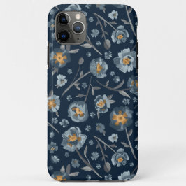 Blauw grijs geel papaver iPhone 11 pro max hoesje
