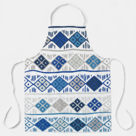 Blauw grijs geometrisch patroon schort