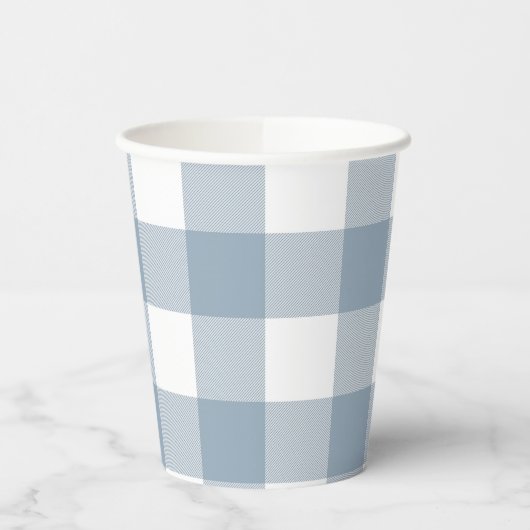 Blauw Grijs Geruit Buffalo Gingham Plaid Patroon Papieren Bekers (Links)