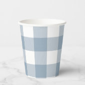 Blauw Grijs Geruit Buffalo Gingham Plaid Patroon Papieren Bekers (Voorkant)