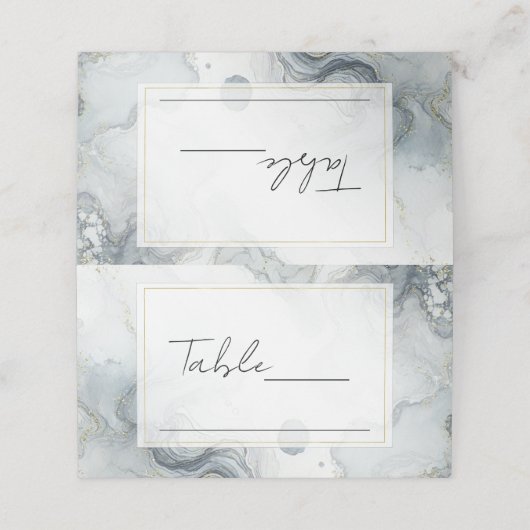 Blauw Grijs & Goud Beachy Waterverf Strand Wedding (Buitenkant ongevouwen)