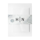 Blauw Grijs & Goud Beachy Waterverf Strand Wedding Uitnodigingen Wikkel (Voorkant Voorbeeld)