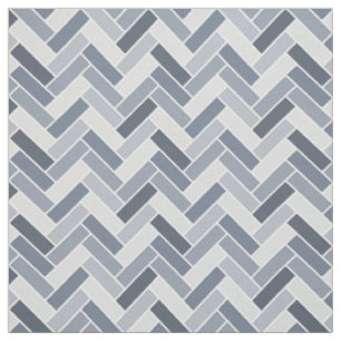 Blauw grijs herringbone Geometric Pattern Stof