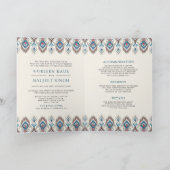 Blauw Grijs Ikat Alles in Een Anand Karaj Sikh Bru (Binnen)