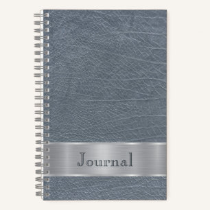Blauw grijs leernen uitziend journaal notitieboek