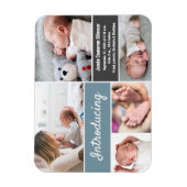 Blauw grijs Maak kennis met fotocollage voor baby' Magneet (Verticaal)