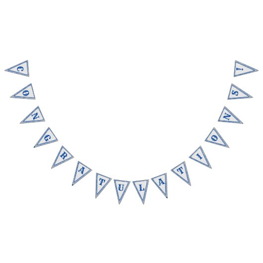 Blauw & Grijs Marmer Monogramed Bruiloft Vlaggetjes (Alle)