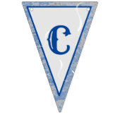 Blauw & Grijs Marmer Monogramed Bruiloft Vlaggetjes (Eerste vlag)