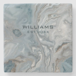 Blauw Grijs Marmeren Textuur Gepersonaliseerd Stenen Onderzetter