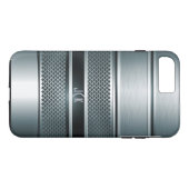 Blauw Grijs Metallic Design-Monogram Case-Mate iPhone Case (Achterkant (Horizontaal))