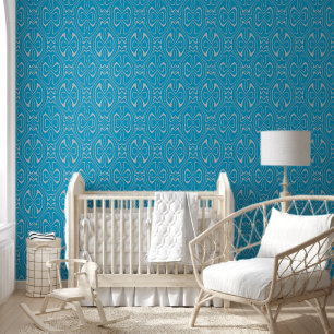 Blauw Grijs Modern Patroon Wallpaper Behang