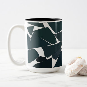 Blauw Grijs Moderne Geometrische Tweekleurige Koffiemok