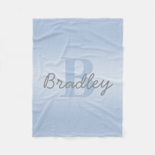 Blauw & Grijs Monogram Aanpasbare Kleurcombinatie Fleece Deken
