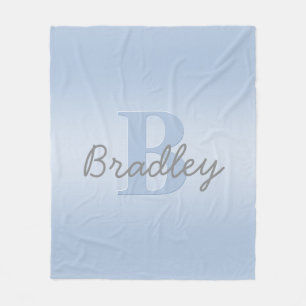 Blauw & Grijs Monogram Aanpasbare Kleurcombinatie Fleece Deken