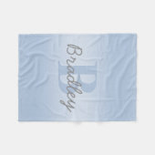 Blauw & Grijs Monogram bewerkbare kleurencombinati Fleece Deken (Voorkant (Horizontaal))