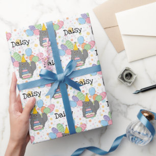 Blauw Grijs Perzisch Kat Longhair Verjaardag Cadeaupapier