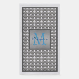 Blauw & Grijs Polka Dot Patroon Monogram Servet