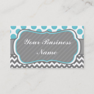 Blauw, grijs, Polka Dots en Chevron Visitekaartje