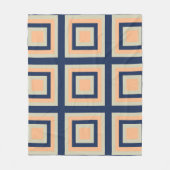 Blauw Grijs Sinaasappel Vierkantjes Geometrisch Pa Fleece Deken (Voorkant)