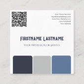 Blauw grijs strepen harmonisch kleurenpalet QR-Cod Vierkante Visitekaartje (Achterkant)