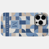 Blauw Grijs Tan Beige Geometric Case-Mate iPhone Case (Achterkant (horizontaal))