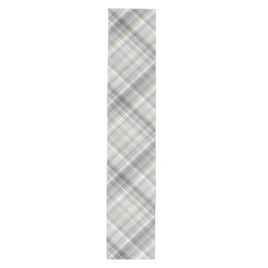 Blauw/Grijs/Tan Plaid Medium Tafelloper (Voorkant)