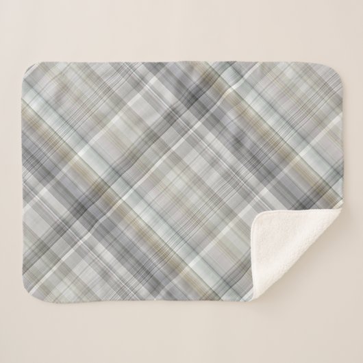 Blauw/Grijs/Tan Plaid Sherpa Deken (Voorkant (horizontaal))