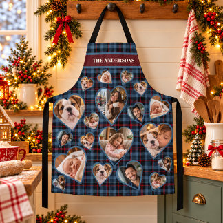 Blauw Grijs Tartan Schotse Ruit Familie Foto Colla Schort