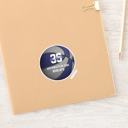 blauw grijs team kleuren jongens basketbal sticker (Notitieboek)