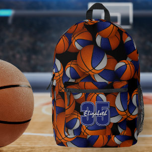 Blauw grijs team sport basketbal patroon bedrukte rugzak