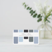 Blauw grijs tinten kleurenpalet kalligrafie QR-Cod Visitekaartje (Staand voorkant)