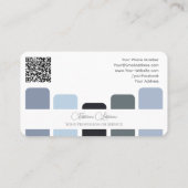 Blauw grijs tinten kleurenpalet kalligrafie QR-Cod Visitekaartje (Achterkant)