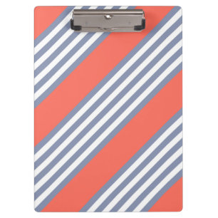 Blauw-grijs vijf stripe patronen met levend koraal klembord