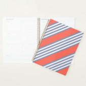 Blauw-grijs vijf stripe patronen met levend koraal planner (Display)