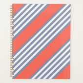 Blauw-grijs vijf stripe patronen met levend koraal planner (Voorkant)